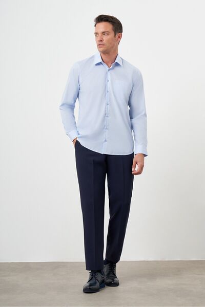 Morven Cămașă pentru bărbați A. BLUE, cu model simplu, cu buzunare, cu guler rigid, cu croiala normală