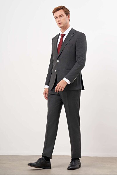 Morven Men's Black Plaid Polyviscon Mono Collar Suit