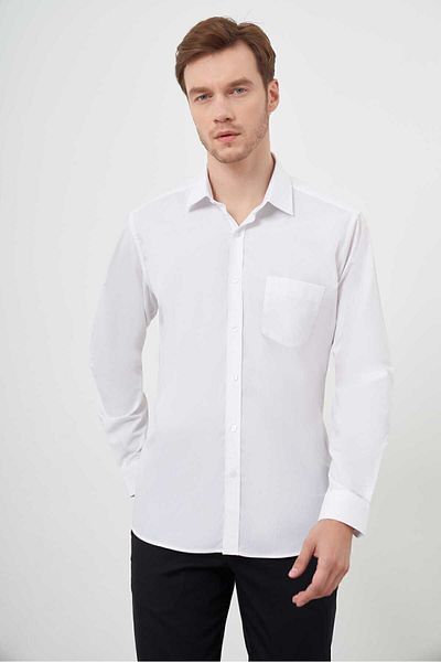 Morven Men's White Filafil Classic Regular Fit Shirt with Pockets