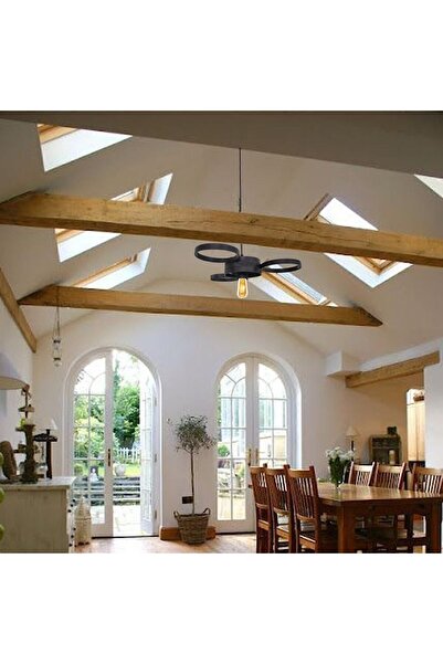 Bundeba Çark Sarkıt Avize Metal Retro Ferforje Otel Restaurant Tavan Lamba Antre Hol Aydınlatma