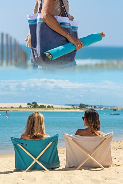 Bundeba Pratik Şezlong Mavi Katlanabilir Bahçe Kamp Havuz Deniz Yatağı Minder...