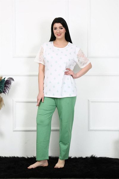Akbeniz Costum de pijama cu mânecă scurtă pentru femei 5xl-6xl-7xl-8xl 75001