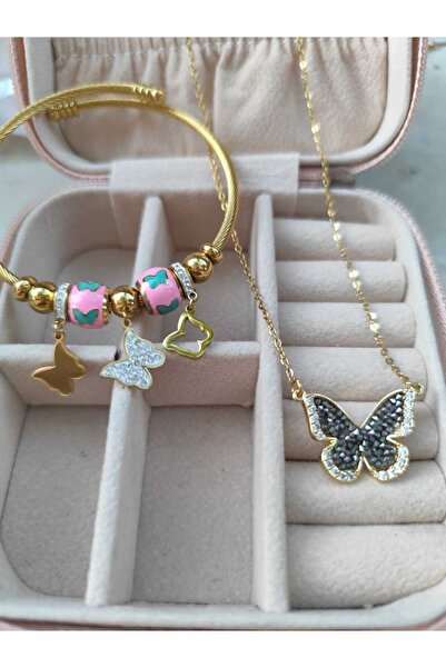 JUPİTER HOME Pandora,s Charm Bileklik Dogum Günü Kelebekli Çelik Kolye 14 Şubat Sevgililer Günü