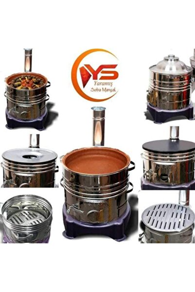 Ys YARAMIŞ Set Güveç Mangal Toprak Tandır Gözleme Yufka Ekmek Saçlı Soba Mangal Çay Tencere Aparatı Izgaralı