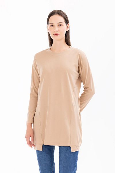 SEÇİL Mink Colored Seçil Women's Knitted Tunic - Basic Model 1015