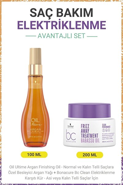 Bonacure Argan Finishing Oil - Besleyici Argan Yağı + BC Clean Frizz Away Ele...