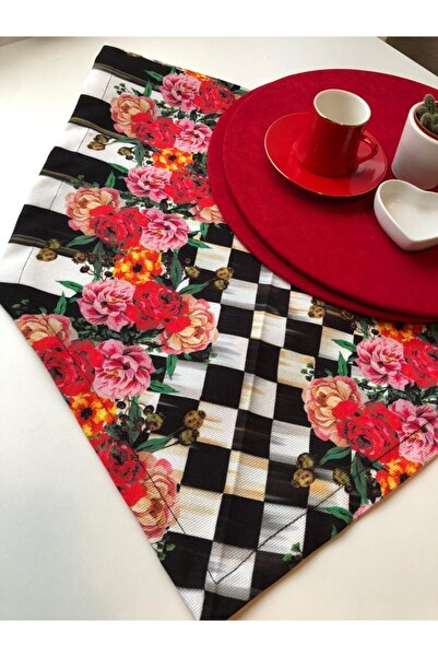 AA DESİGN Runner Supla Набір червоних серветок з квітковим візерунком, америк...