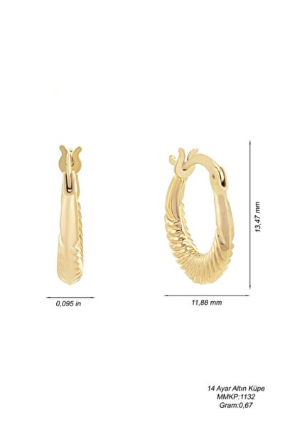 MOOM MÜCEVHERAT Kadın 14 Ayar Altın Halka Küpe