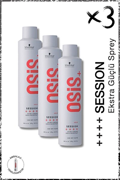 Osis Session Ekstra Güçlü Tutucu Sprey 500ml x 3 Adet | Neme, Isıya ve Rüzgar...