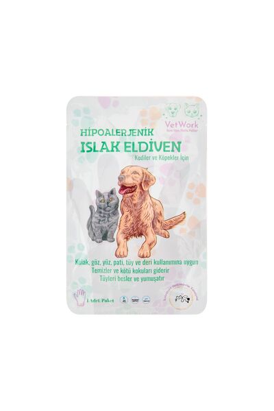 Genel Markalar VetWork Hipoalerjenik Islak Kedi Köpek Eldiveni - Beyaz - 18 cm