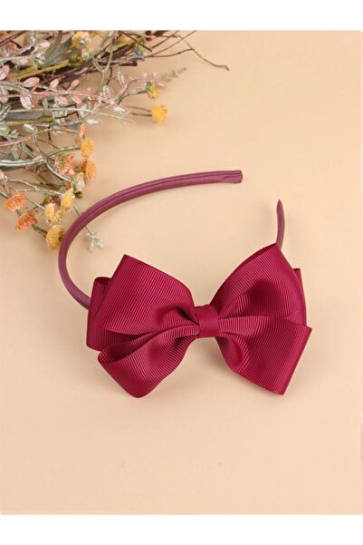 Atılgan Grp Bordo Kurdele Fiyonk Detaylı Saten Kaplama Esnek Çocuk Taç