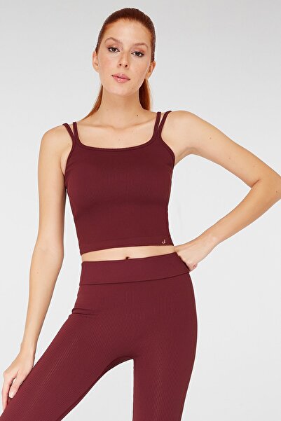 Jerf Darwin Double Strappy Crop Top Claret Red