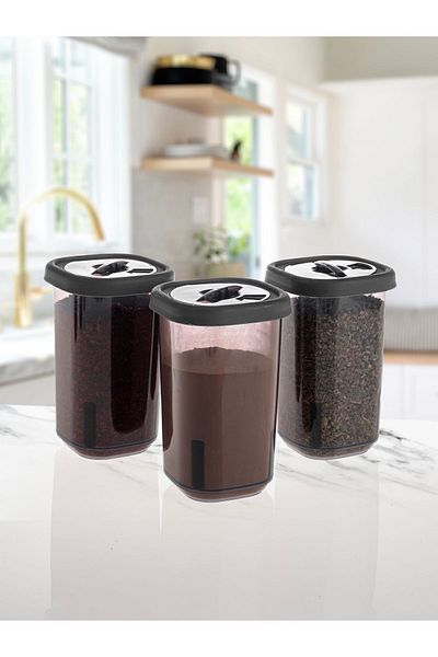 Rembox 6-Piece Lockable Airtight Lid Salt Shaker Spice Rack Set-Spice Rack Storage Container Gray