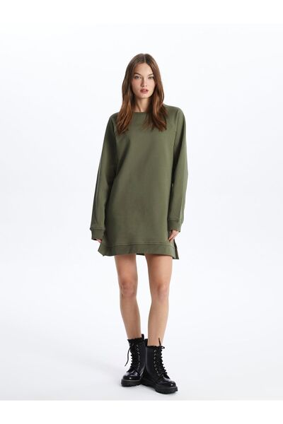 Dexia Chicago - Crew Neck Basic Άνετη εφαρμογή Μακρυμάνικο Μπλουζάκι από χτενισμένο βαμβακερό φόρεμα