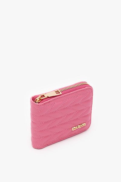 LOVENTA Embroidery Patterned Zippered Fuchsia Women's Wallet Belt
