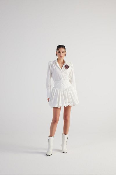 HOLLY LOLLY White Mini Balloon Cut Lexi Skirt - Elastic Waist