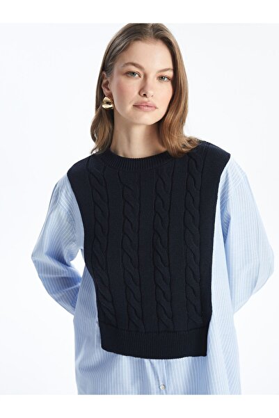 Dexia Valensiya - Gömlek Detaylı Uzun Kollu Triko - Lacivert Renk