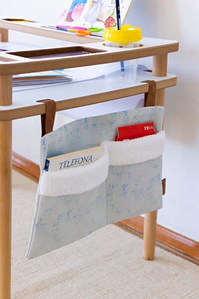 HAMUR Practical Hanging Organizer Baby Stroller Crib Edge Fluffy Organizer Solid Green