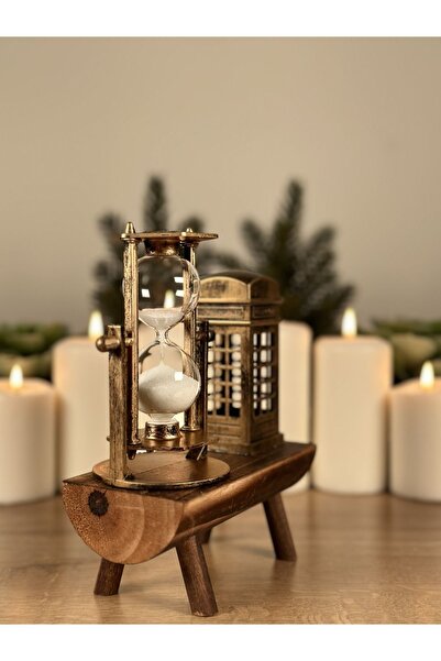 Genel Markalar Dekoratif Telefon Kulübesi Ahşap Kum Saati Sevgiliye Arkadaşa Ev Ofis Hediyelik Kum Saati