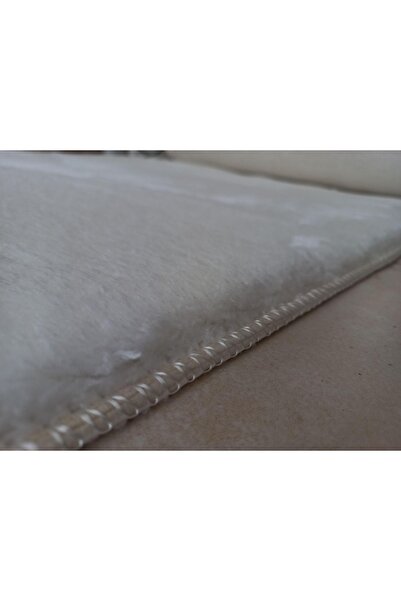 Sarar Κρεμ χρώματος μονόχρωμο στρογγυλό βελούδινο μπάνιο - Αντιολισθητική βάση 100x100