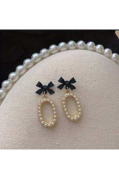 TAKINTI AKSESUAR Bow Detailed Pearl Earrings