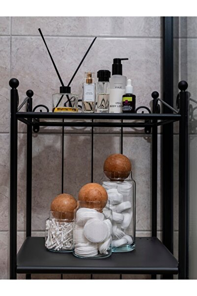 Rembox 3'lü Ahşap Top Kapaklı Cam Kavanoz Seti - Çerezlik - Şekerlik - Saklam...