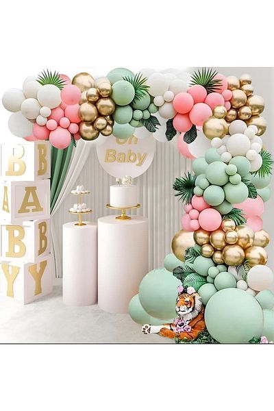 Öztürkpartievi Winter Green Pink Gold Balloon Chain