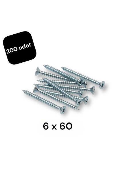 Akdeniz 6x60 Sunta Vida Paket 200 Adet - Kalınlık 6 Mm - Uzunluk 60 Mm - Sivr...