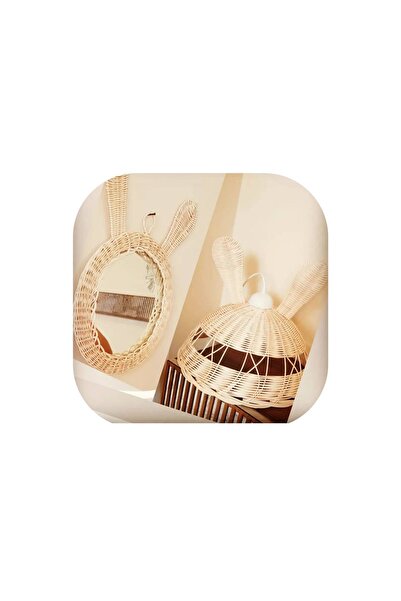 nndsgn Rattan Bambu hasır Tavşan Avize ve Ayna