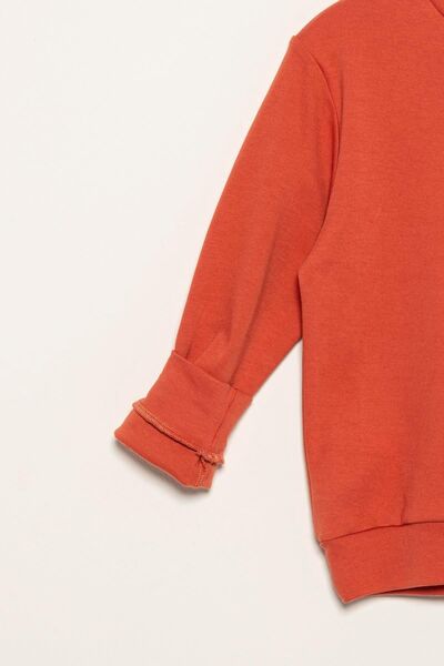 for you kids Label Detailed Sweatshirt Jogger Orange Bottom Top Set