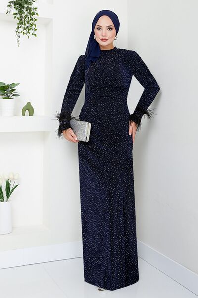 ModaMerve Otriş Detaylı Abiye 5620END900-M Laci