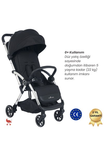 Merkür Bebe Merkür Bebe Ruby Tek Tuşla Otomatik Katlanan Kabin Boy Bebek Arabası Siyah