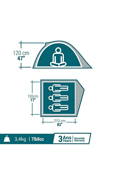 Decathlon Quechua 3 Kişilik Kamp Çadırı - Mh100