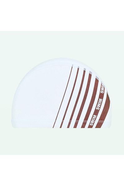 Decathlon قبعة سباحة Nabaiji - مقاس M - أبيض / مخطط - Silimesh