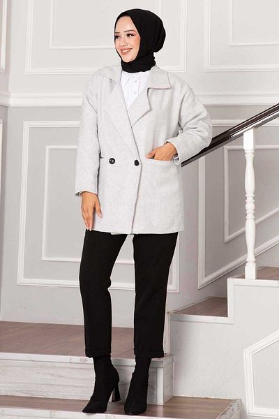 EBRUTESETTÜR Herringbone Hijab Cashew Coat