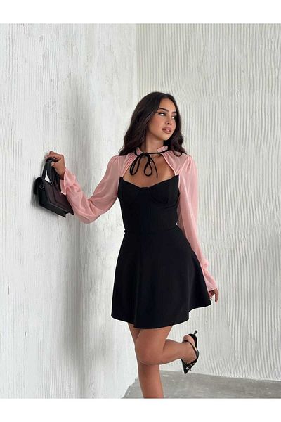 OlaLady Μίνι Γυναικείο Φόρεμα Sweetheart Lackline Chest - Chiffon
