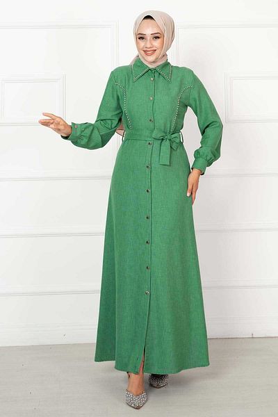 EBRUTESETTÜR Pearl Detail Shirt Collar Dress