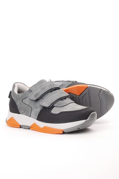 Rıdvan Çelik Gray Genuine Leather Kids Sneakers - Sports Shoes