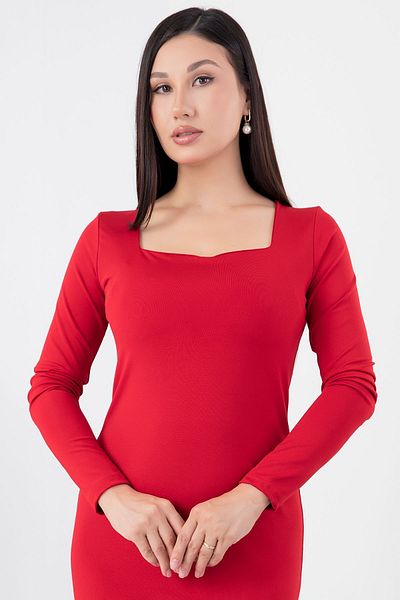 PULLIMM Rochie de scafandru cu mânecă lungă cu guler pătrat - 1007-3059