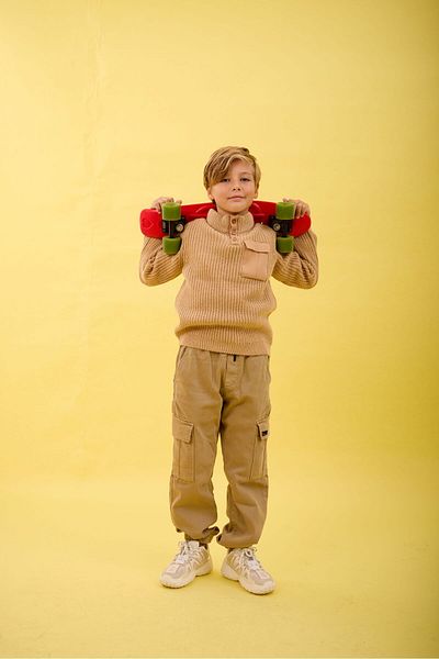 Nisrakids Boy's Knotted Pocket Detailed Knitwear Sweater