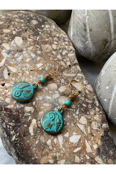 azra takı tasarım Authentic Hippie Women's Earrings - Ethnic Antique Look, Dangle