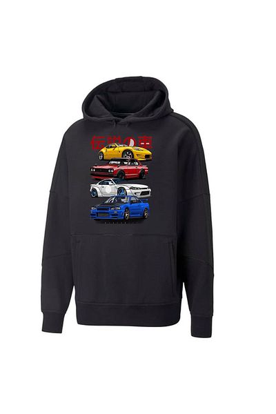 JDM Суитшърт с качулка Oversize - цветен и с щампа