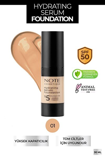 NOTE Hydrating Serum Spf 50 Nemlendirici Etkili Hyaluronik Asitli Serum Fondöten - 01