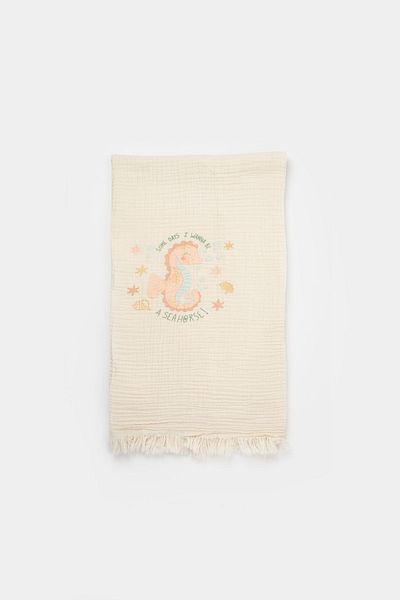 Biorganic Save The Seahorse Muslin Baby Blanket 110/110