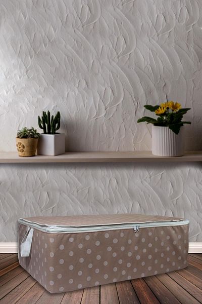 ADARYA HOME Canapea extensibilă cu 8 locuri, tip bază de pernă, resturi de depozitare a hainelor - resturi de subțire, model cu buline (ROZ PUDRĂ)