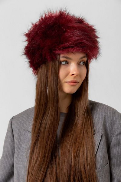 Luminos Butik Burgundy Feather Women's Hat - Soft and Stylish Accessory for Cold Weather Spk1141