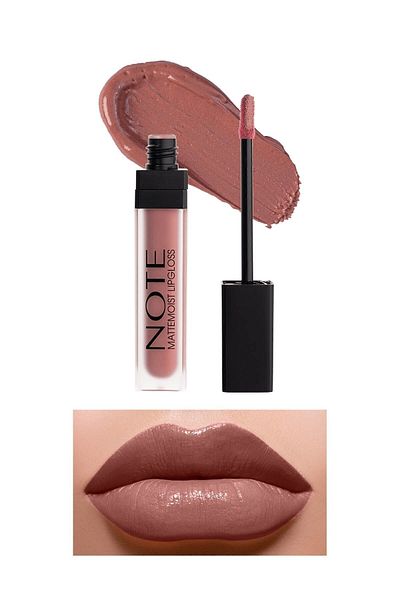 NOTE Mattemoist Lipgloss Semi Matte Satin Finished Liquid Lipstick 410 Sandal Wood - Nude