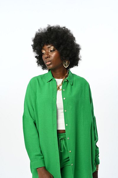 Orfeo Negro Γυναικείο πουκάμισο Oversize μονόχρωμο