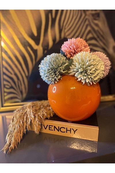 Paşabahçe Glass Vase Orange Colored Vase