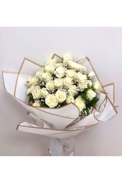 Merveparti Beyaz Gul Gelin Isteme ,söz Hediye Buketi,beyaz Gül 20li